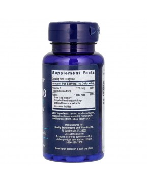 Life Extension, витамин D3 с Sea-Iodine, 125 мкг (5000 МЕ), 60 капсул